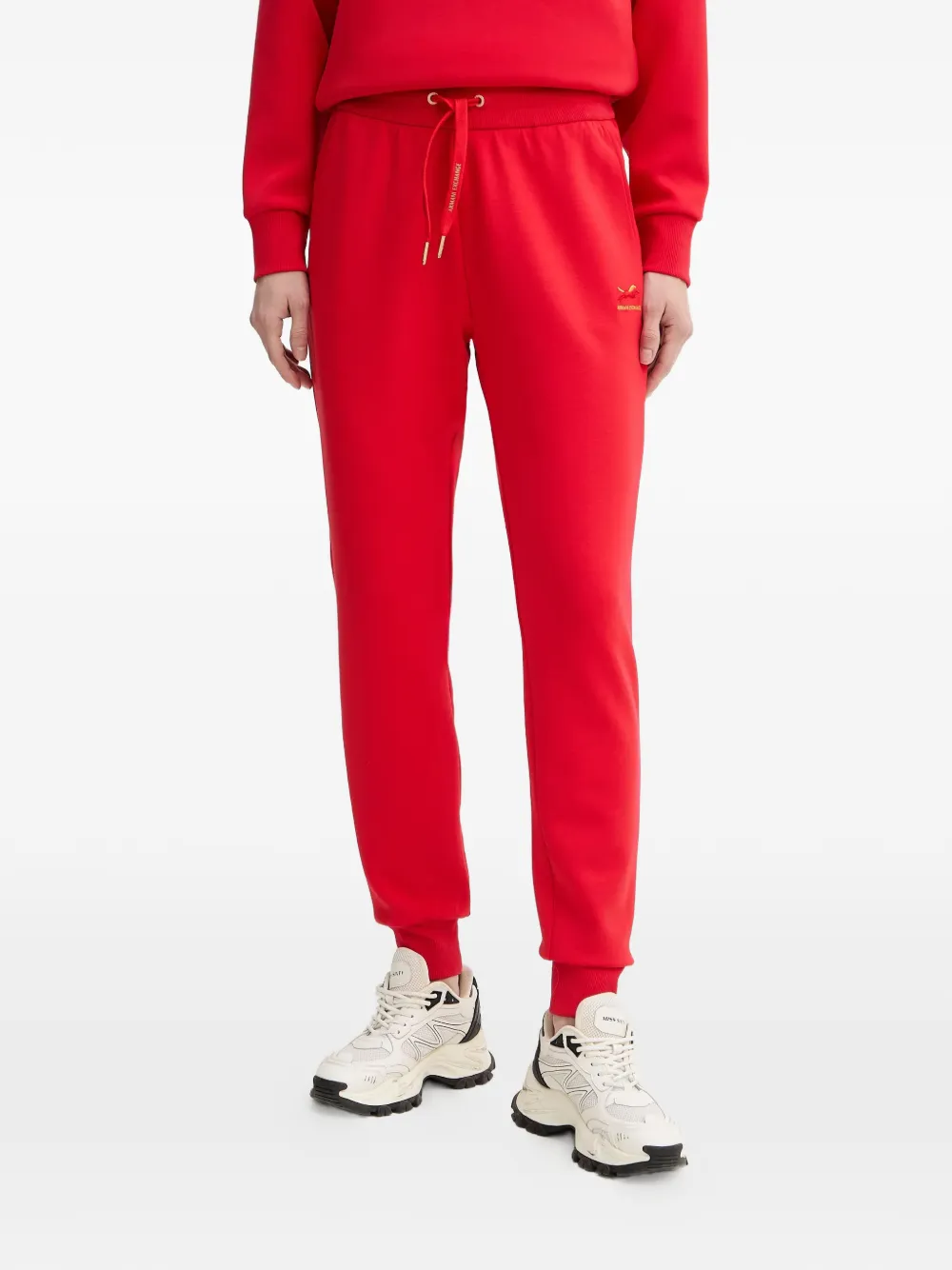 Armani Exchange logo-embroidered joggers - Rosso