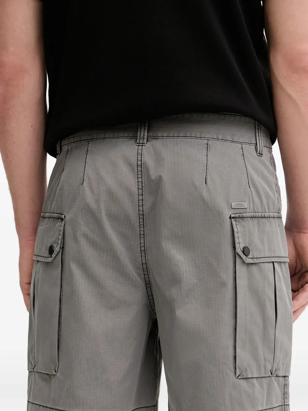  Armani Exchange Checked Cargo Shorts - Grey 
