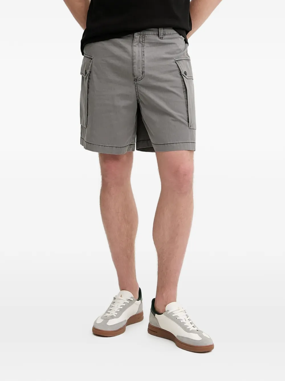 Armani Exchange Checked Cargo Shorts In Gray