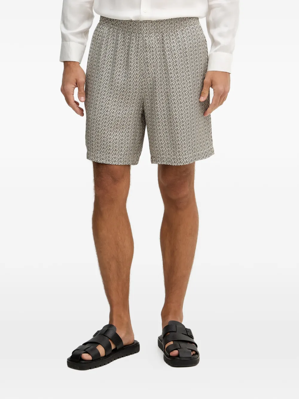Armani Exchange Patterned Elasticated Shorts In Gray