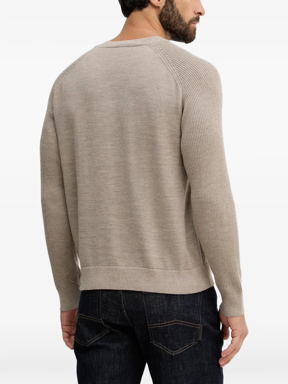  Armani Exchange Ribbed Crew-neck Sweater - Neutrals 