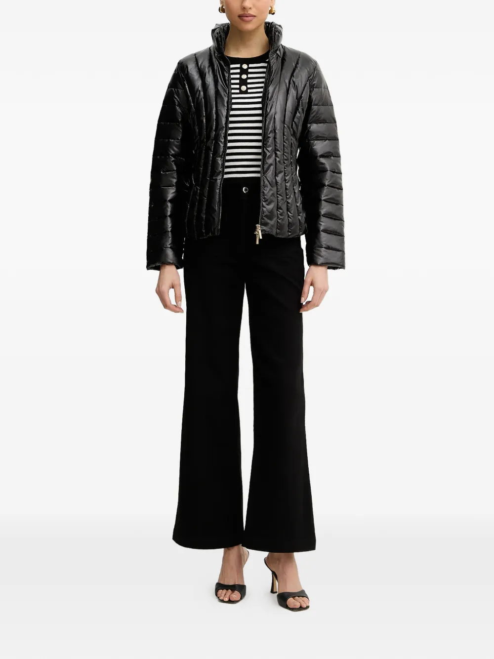  Armani Exchange Funnel-neck Quilted Jacket - Black 