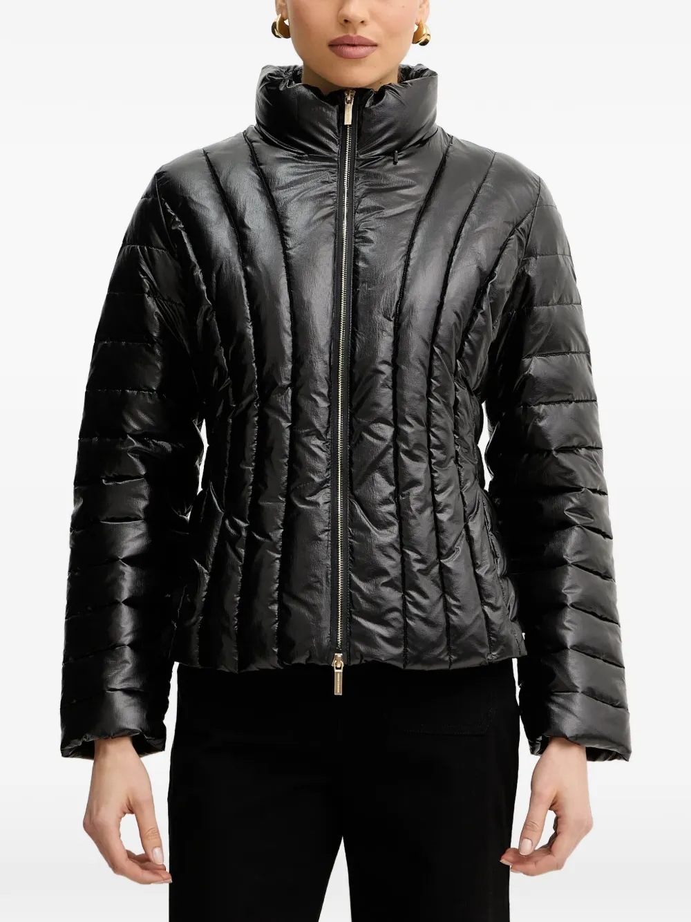 Armani Exchange funnel-neck quilted jacket - Nero