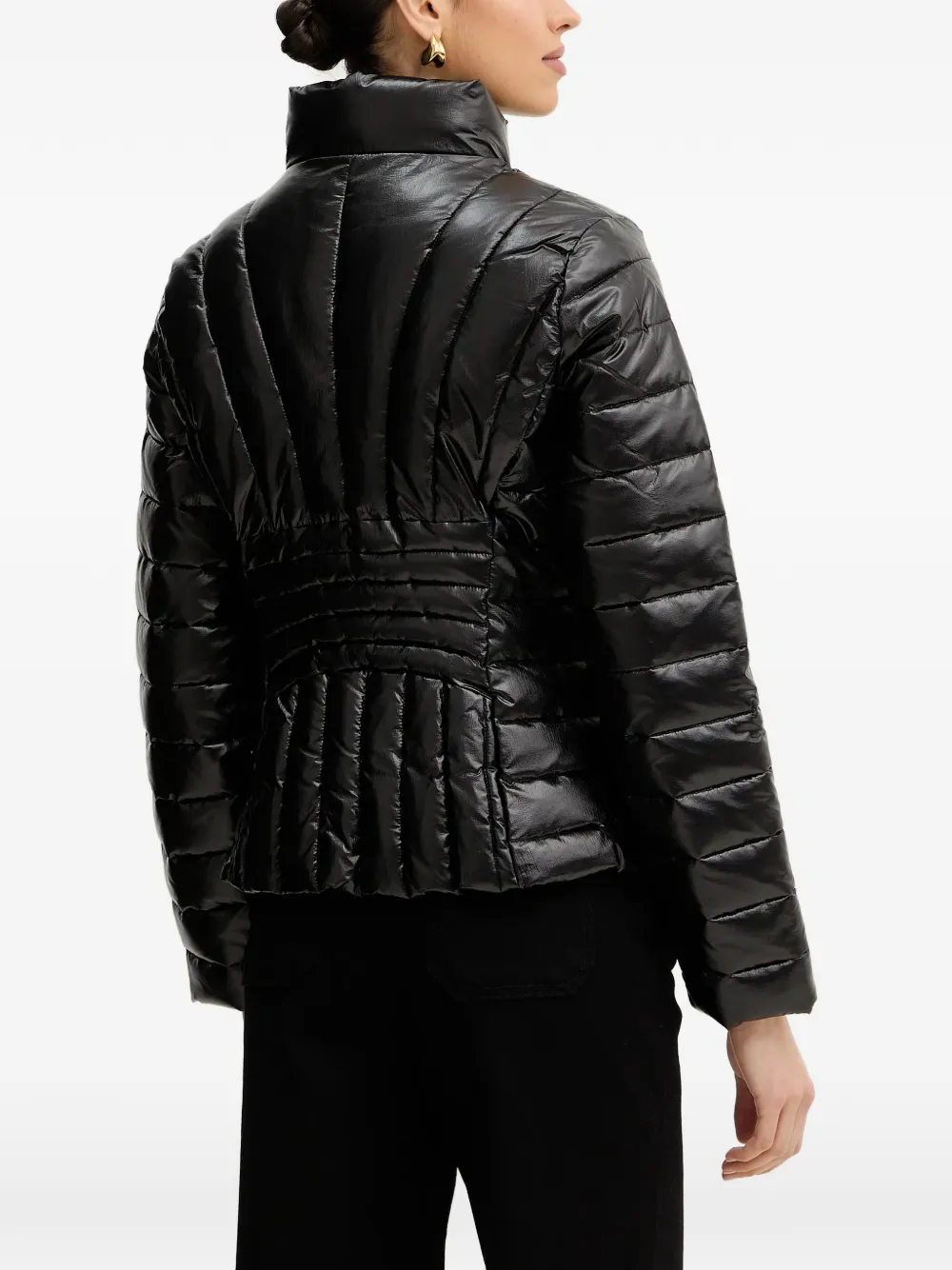  Armani Exchange Funnel-neck Quilted Jacket - Black 