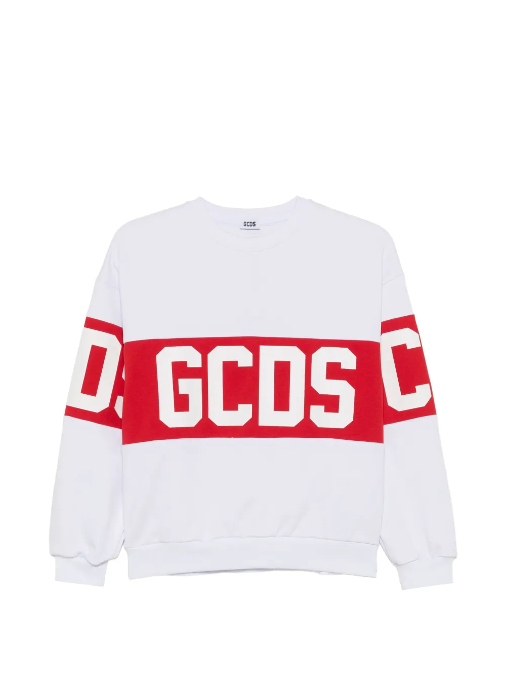 Gcds Kids Felpa girocollo con logo - Bianco
