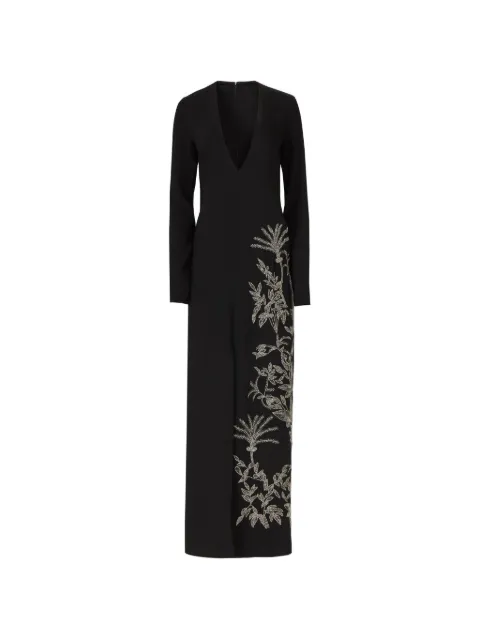 Costarellos Vita beaded-appliqué V-neck gown