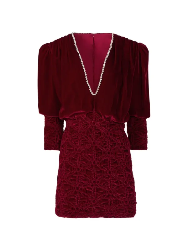 costarellos red dress Costarellos - Astara Silk Velvet Mini Dress