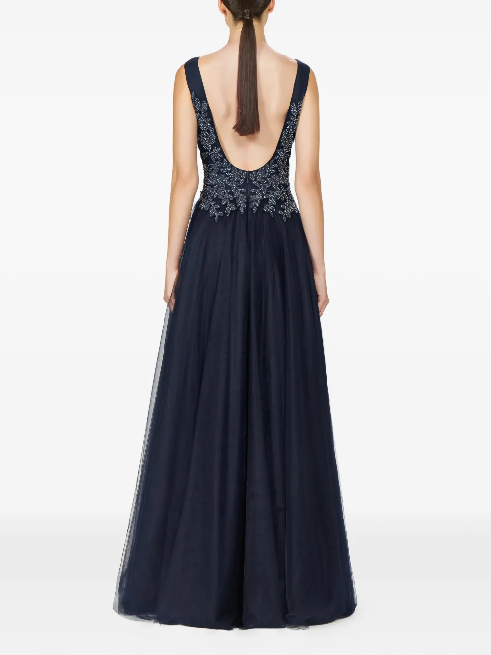 Costarellos Graciella maxi-jurk met bloemenpatch en V-hals Blauw