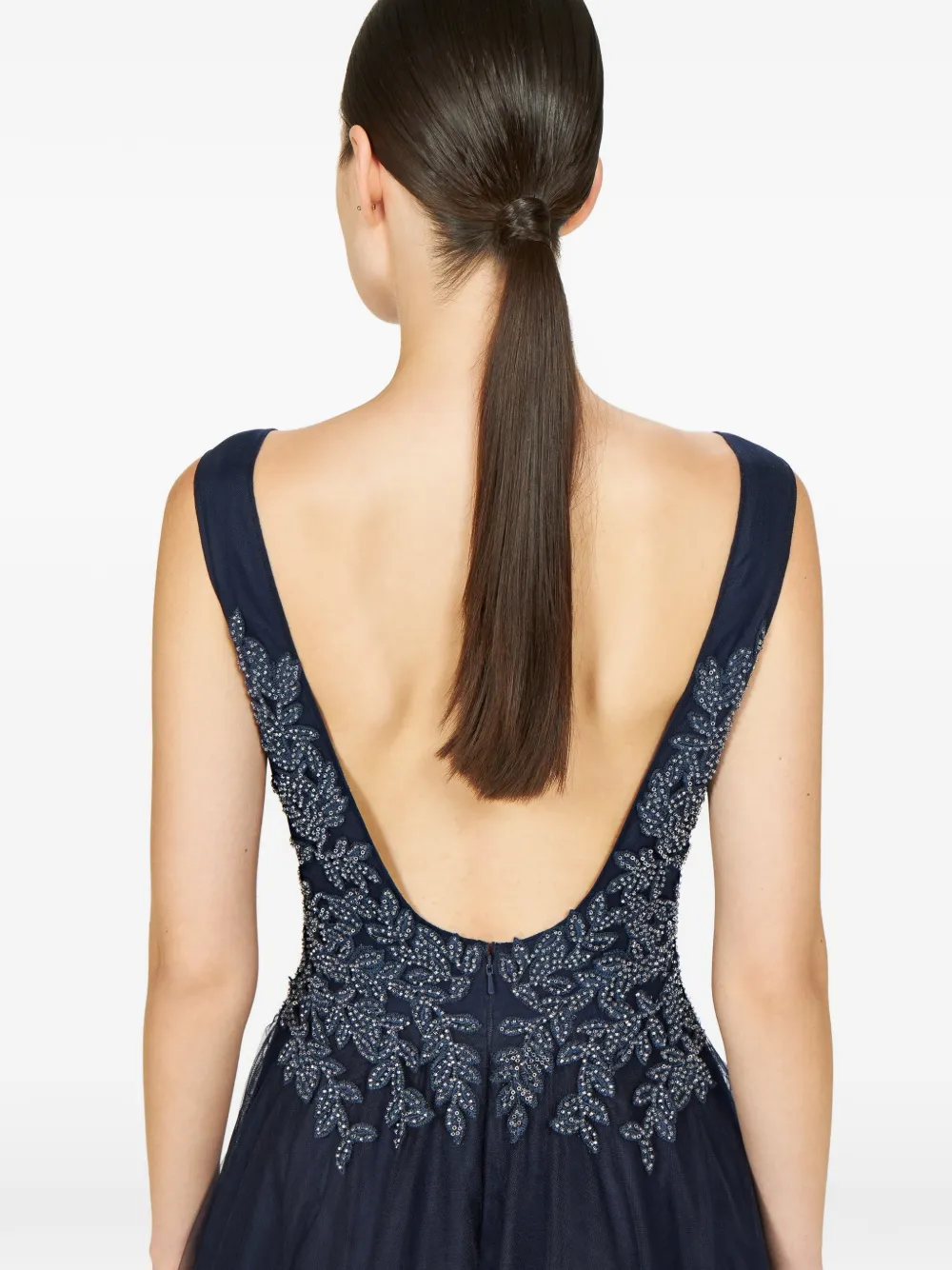 Costarellos Graciella maxi-jurk met bloemenpatch en V-hals Blauw