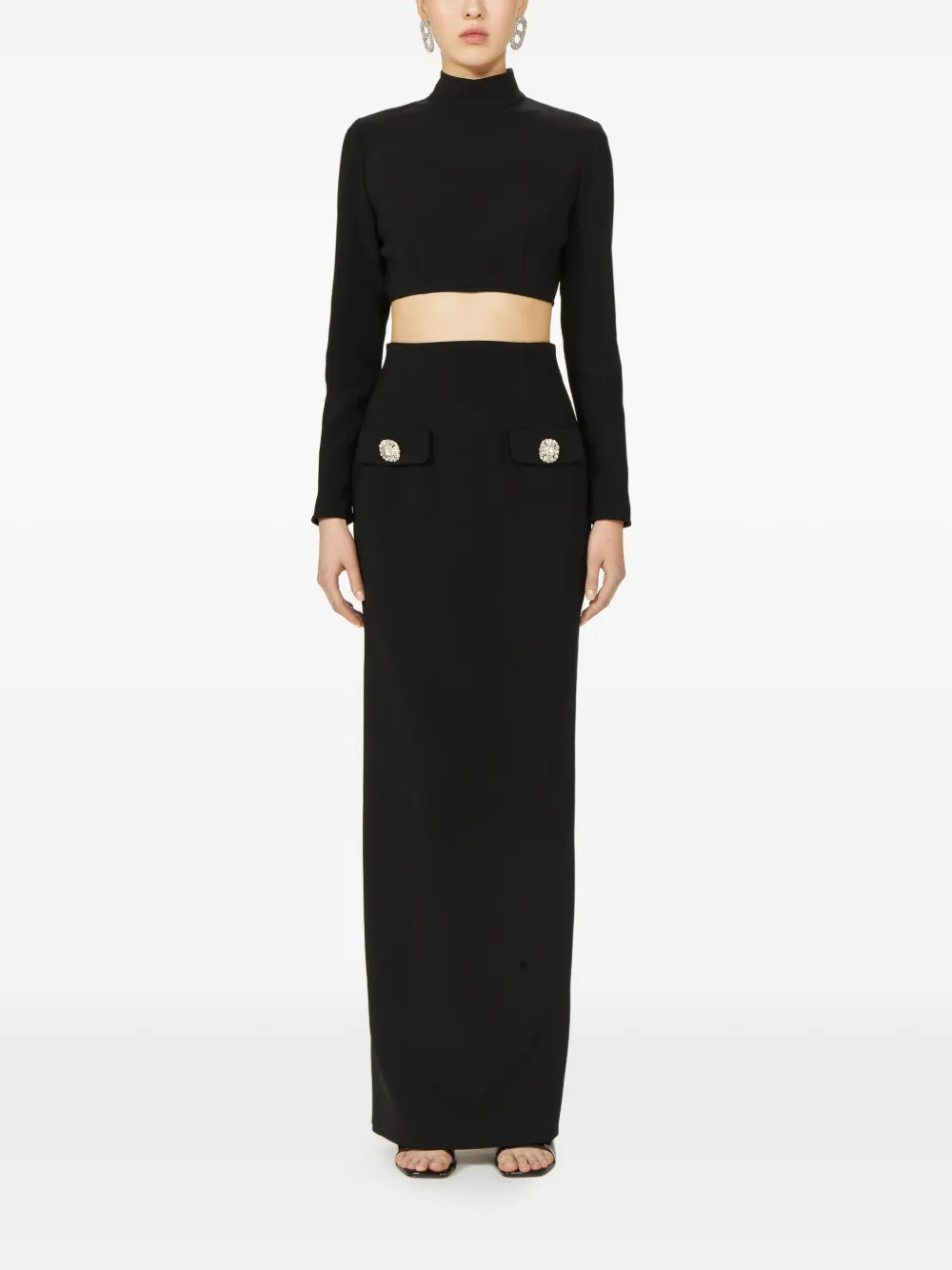 Costarellos Nelle cropped blouse met col Zwart