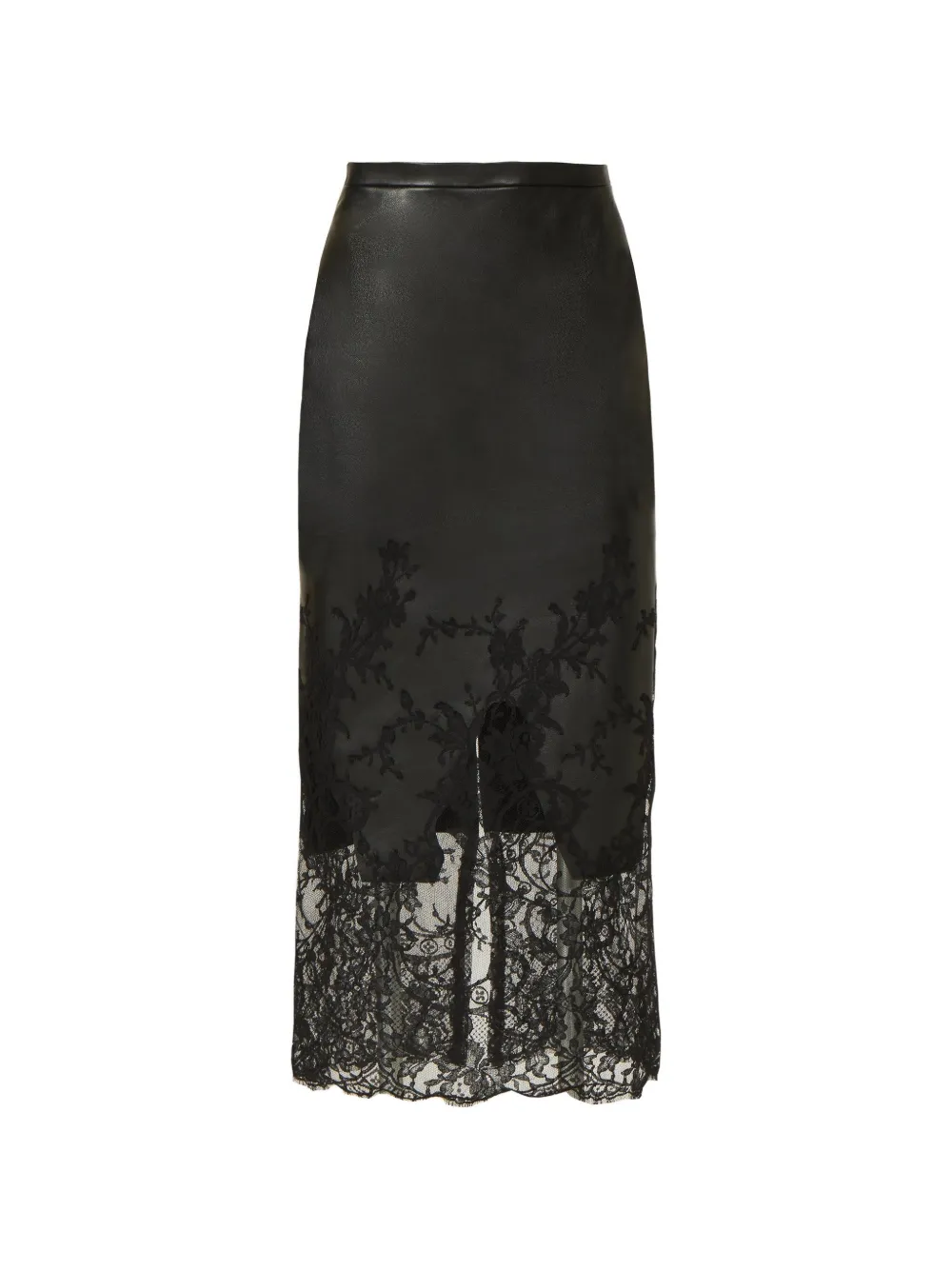 Costarellos Asha Lace Leather Pencil Midi Skirt In Black
