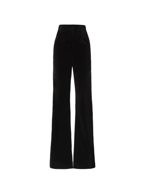 Costarellos Avice Velvet Wide-leg Trousers in Black