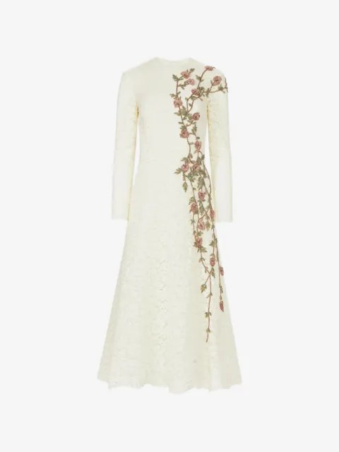 Costarellos robe mi-longue Marlena en dentelle à coupe évasée
