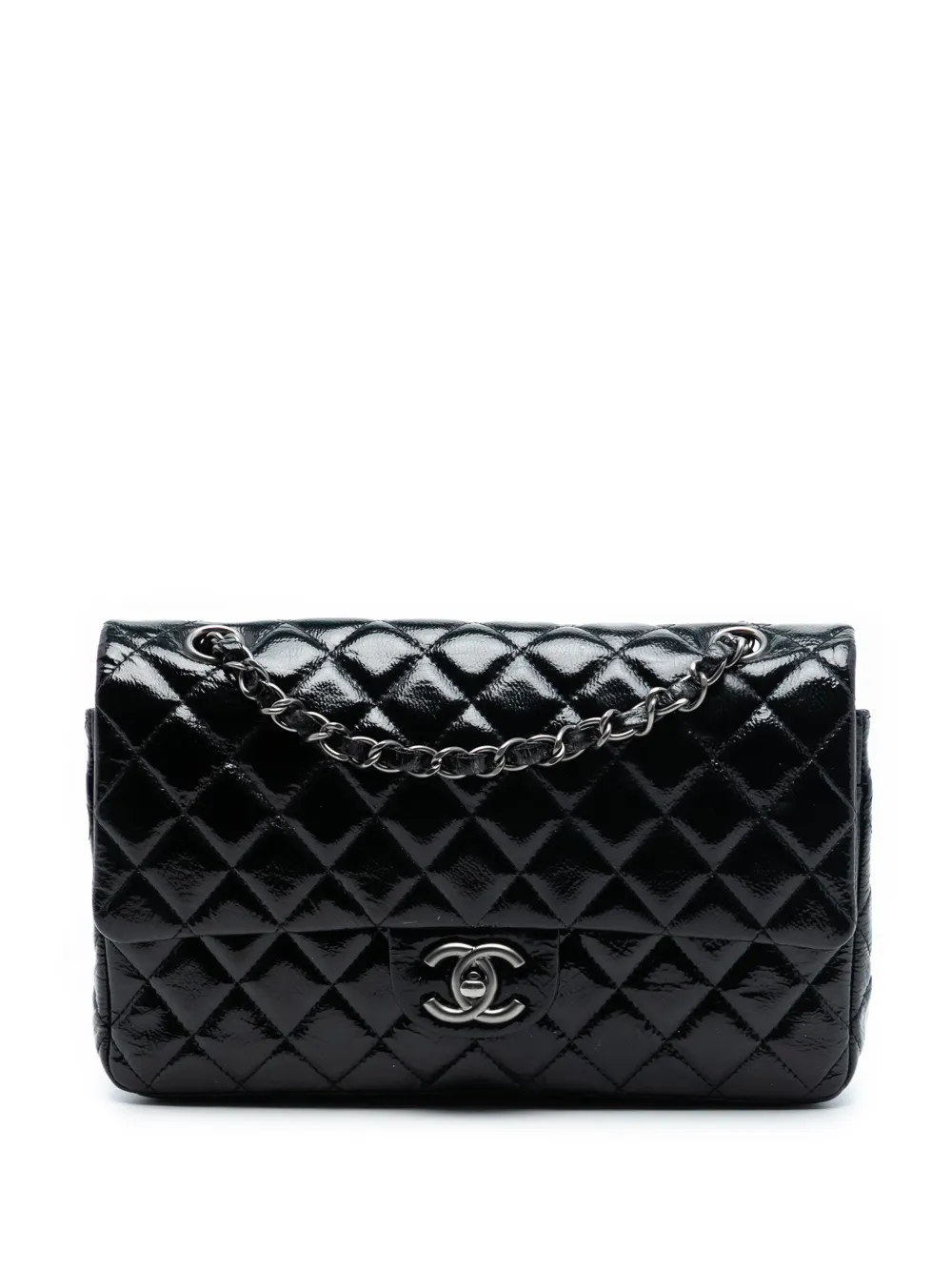 CHANEL Pre-Owned 2008-2009 Medium Classic Distressed Patent Double Flap shoulder bag - Nero