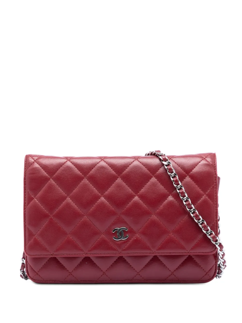 CHANEL Pre-Owned 2012 CC Quilted Lambskin Wallet on Chain crossbody bag - Rosso
