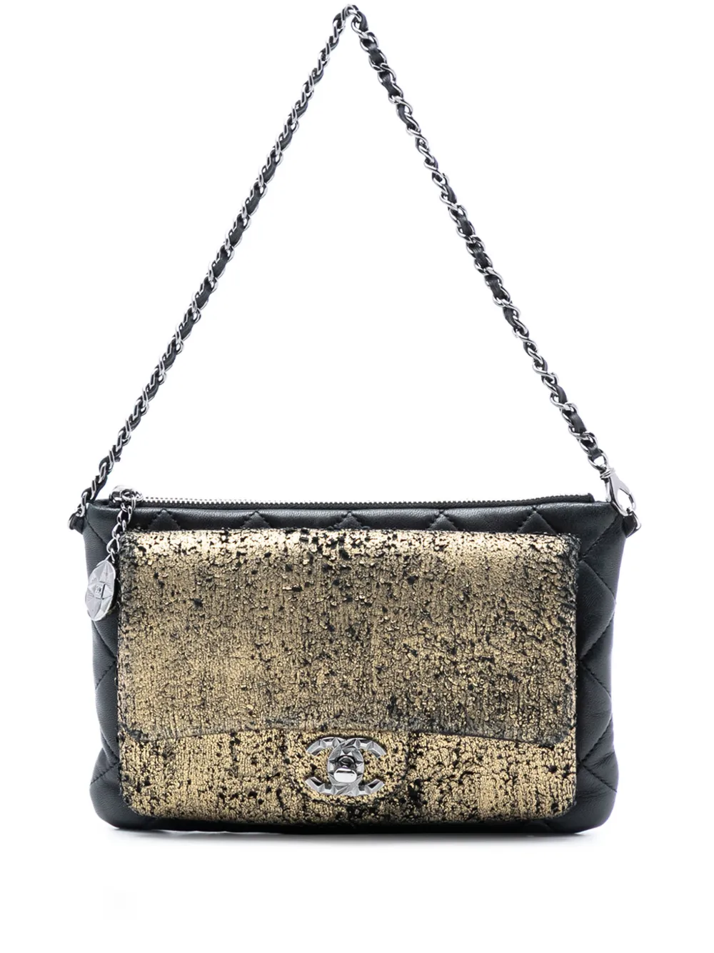 CHANEL Pre-Owned Borsa a spalla Mineral Nights in pelle di agnello trapuntata metallizzata con catena 2012-2013 - Oro