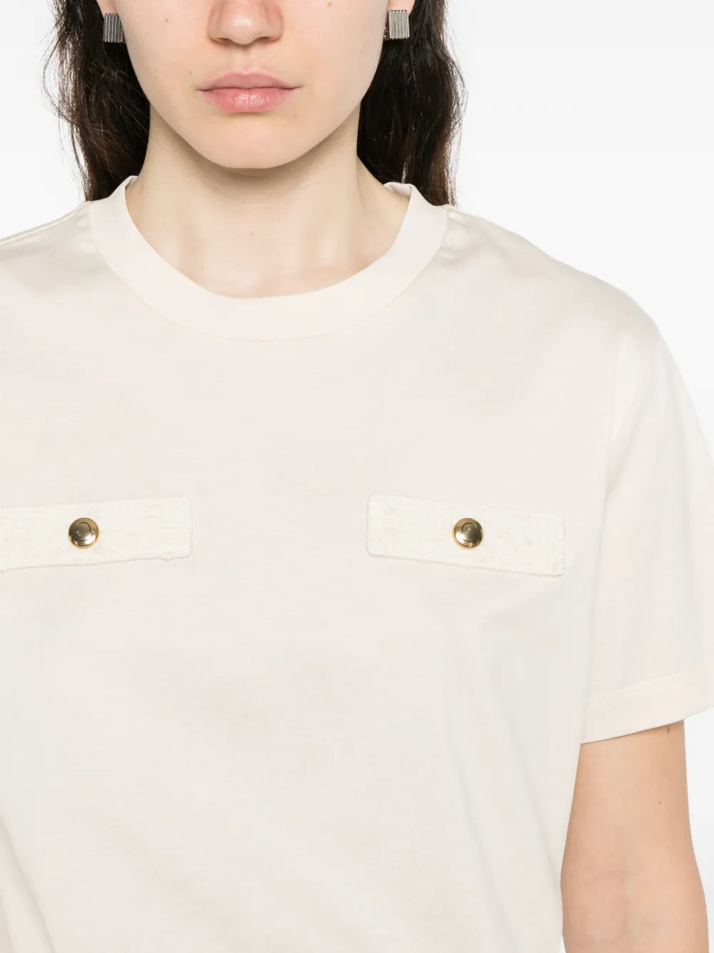 Moncler T-shirt met logodetail Beige