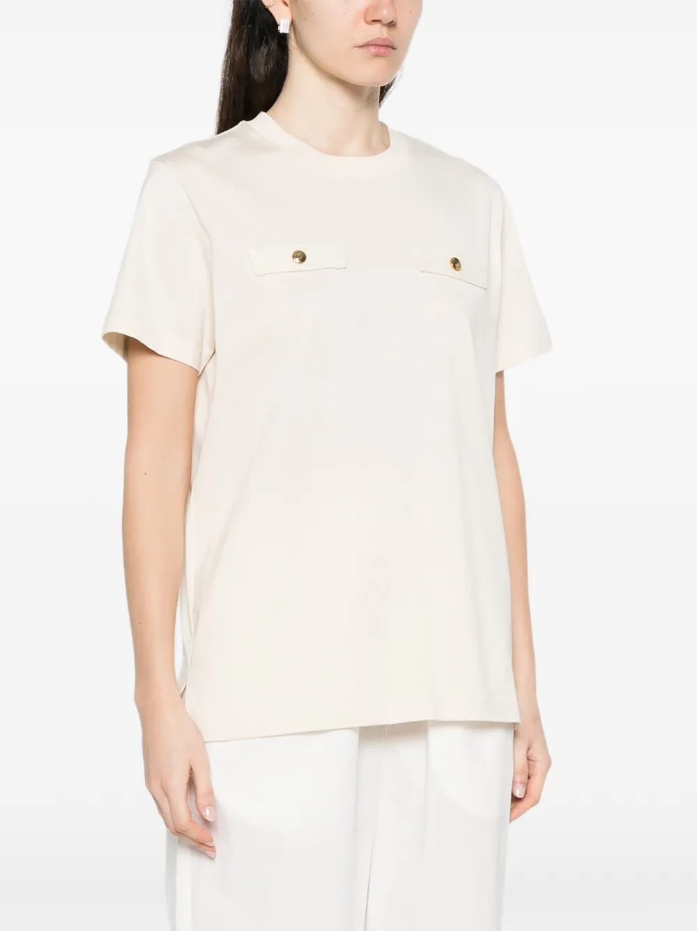 Moncler T-shirt met logodetail Beige