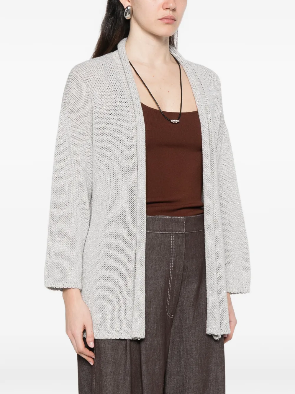  Anne Claire Three-quarter-sleeve Cardigan - Grey 
