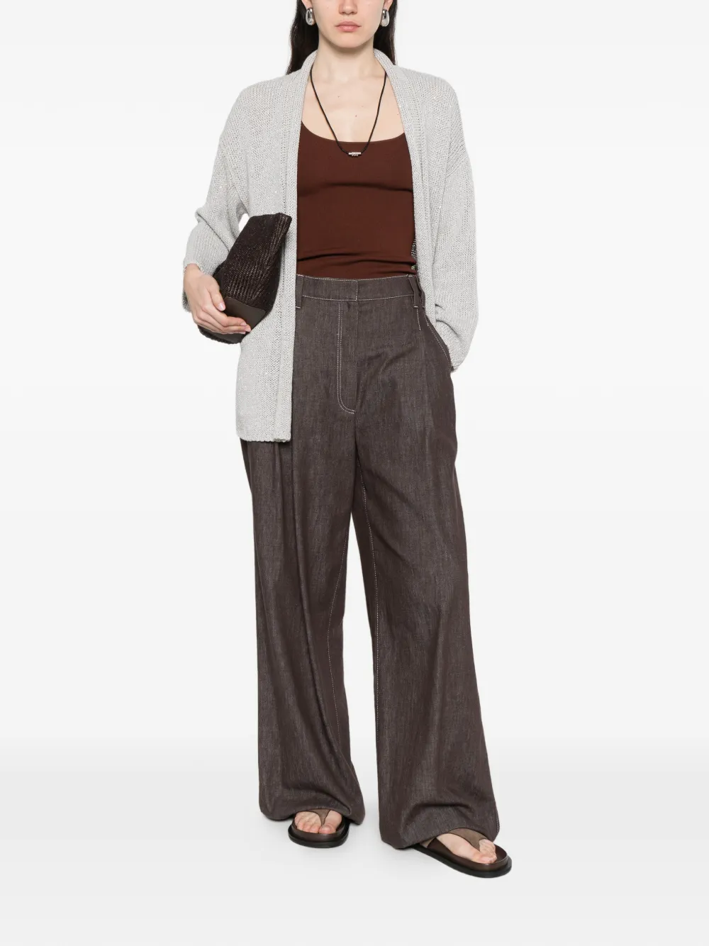 Anne Claire Three-quarter-sleeve Cardigan - Grey 