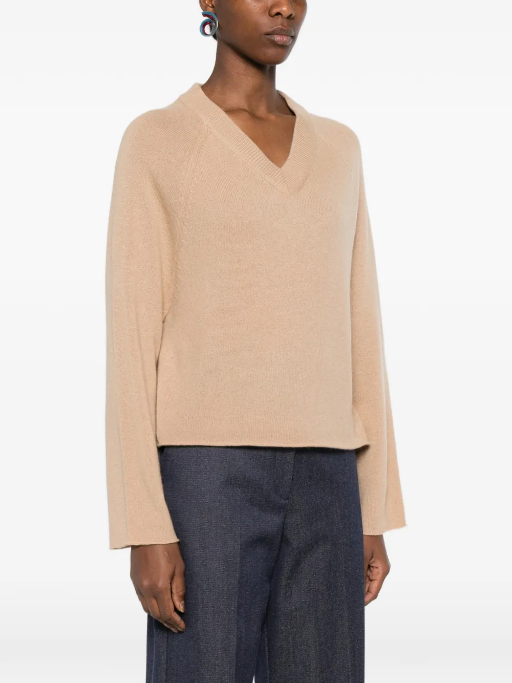 Allude V-neck Sweater - Neutrals 