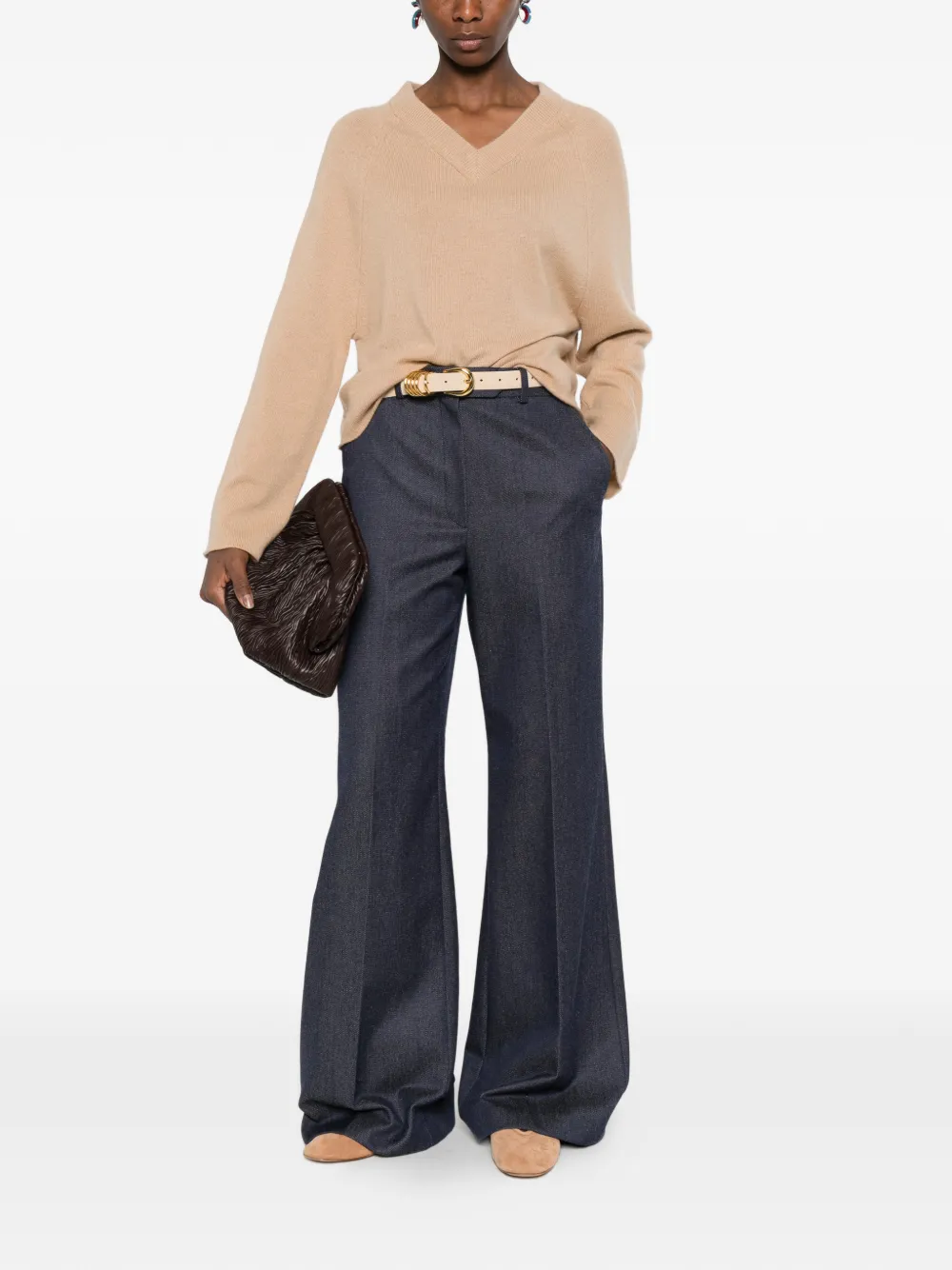  Allude V-neck Sweater - Neutrals 