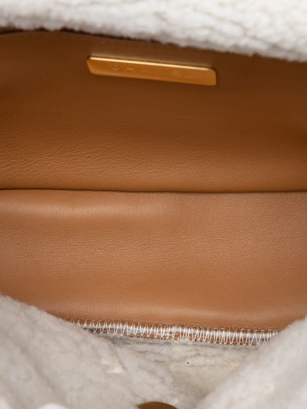 2021-2025 Medium Embroidered Suede 19 Flap With Shearling Trim Satchel
