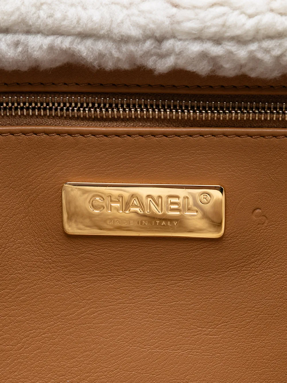 2021-2025 Medium Embroidered Suede 19 Flap With Shearling Trim Satchel