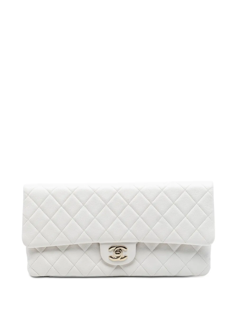 CHANEL Pre-Owned 2021 Quilted Caviar East West Flap clutch bag - Bianco