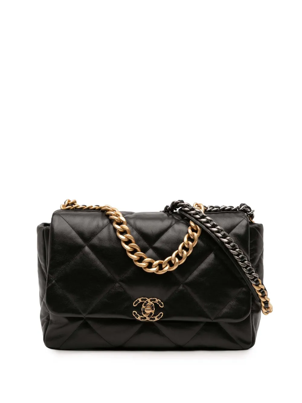 CHANEL Pre-Owned 2020 Maxi Lambskin 19 Flap satchel - Nero