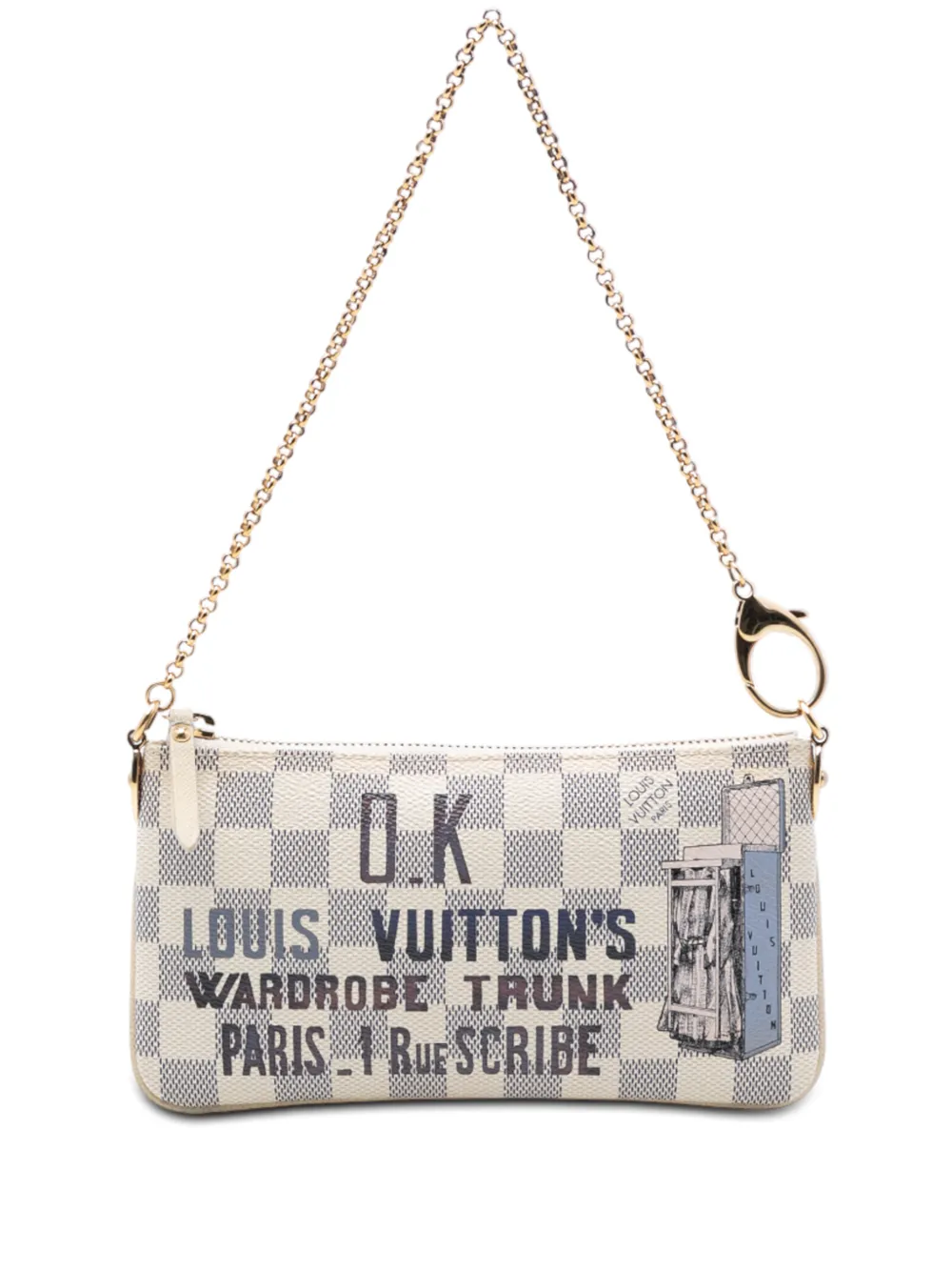 Louis Vuitton Pre-Owned Pochette Milla MM in tela Damier Azur con motivo Trunks Labels 2010 - Bianco