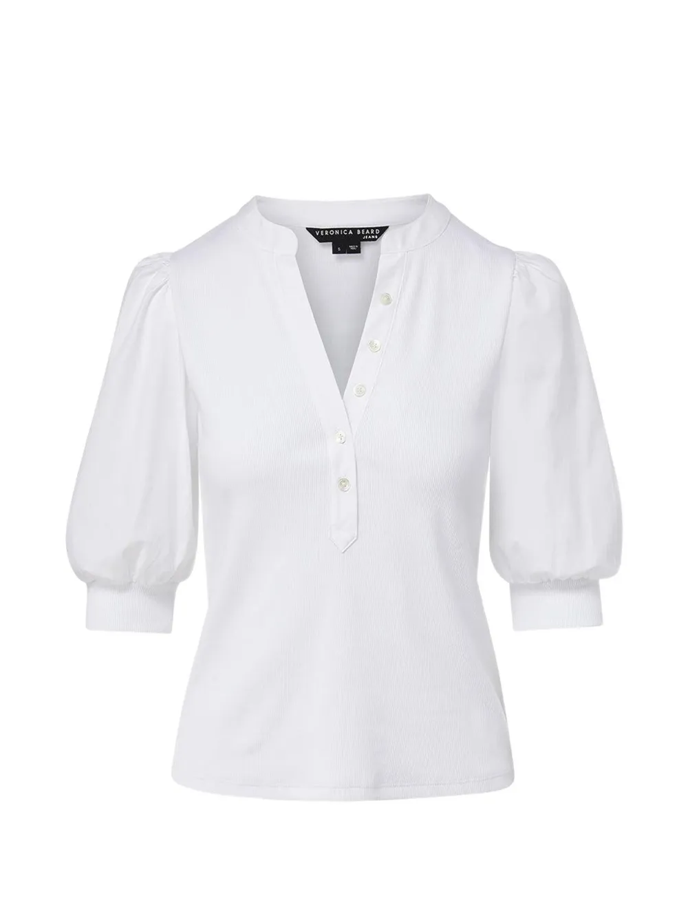 Veronica Beard Coralee balloon-sleeve V-neck top - Bianco
