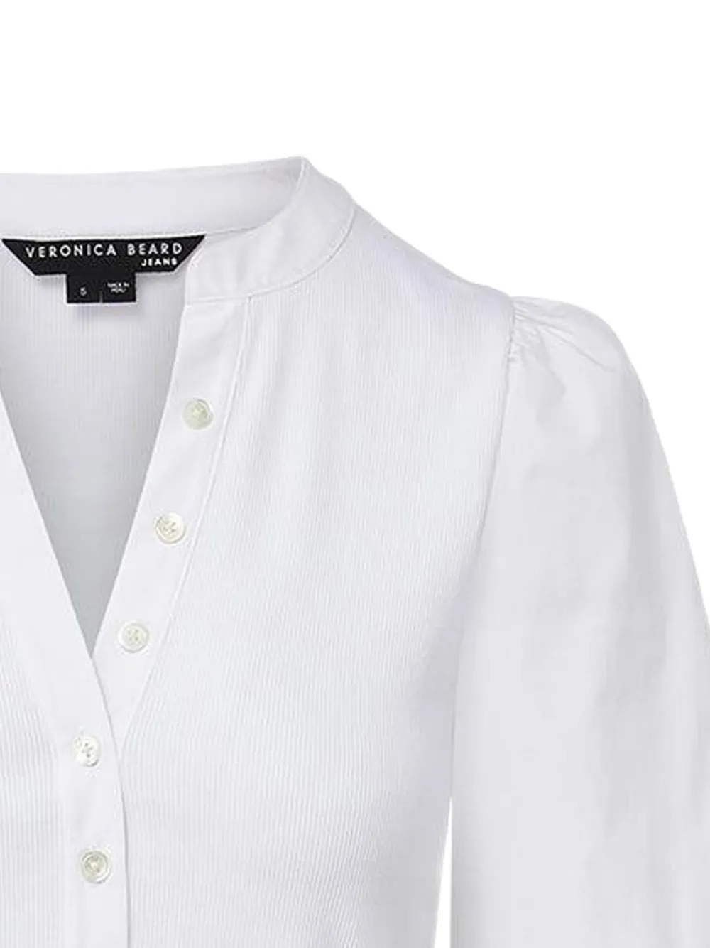  Veronica Beard Coralee Balloon-sleeve V-neck Top - White 