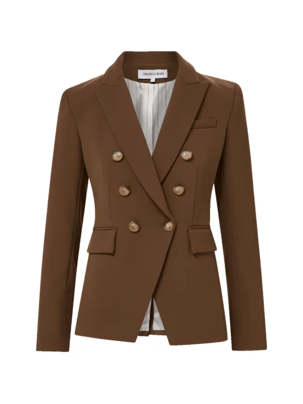 Veronica Beard Miller Double-breasted Jacket in Brown