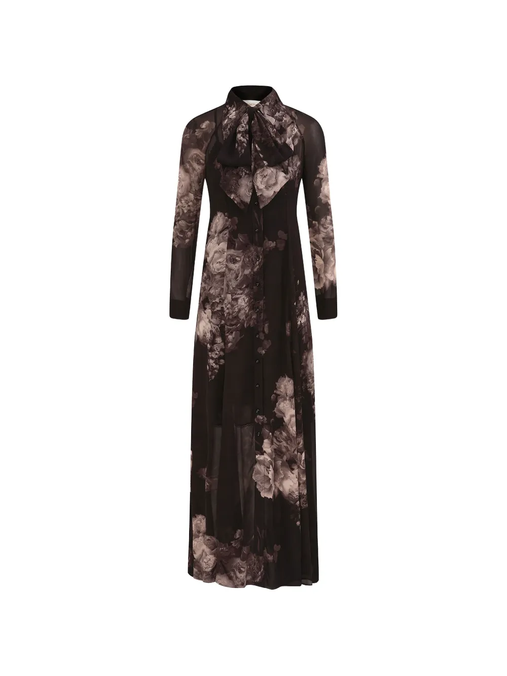 ZIMMERMANN Hypnotic floral bow maxi shirt dress - Nero