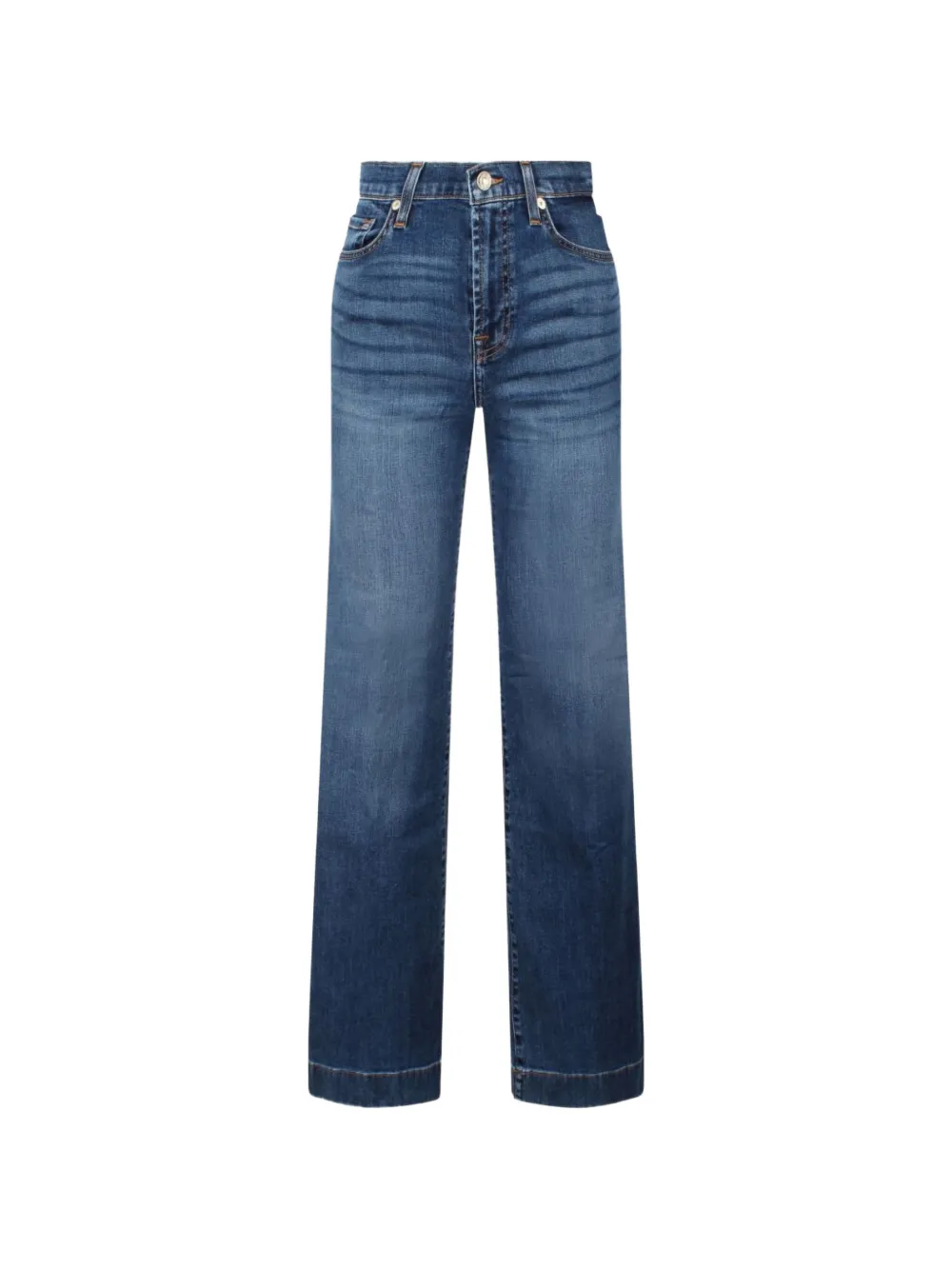 Seven whiskering-effect five-pockets jeans - Blu