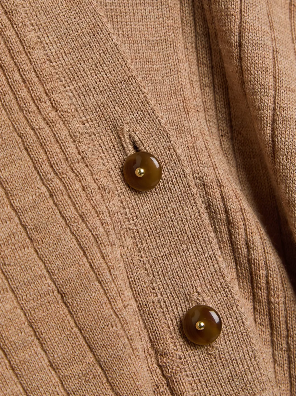  Veronica Beard Ribbed Button-down Polo Top - Brown 