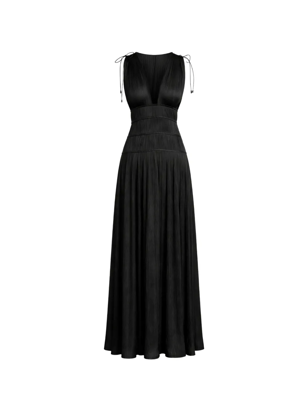 Ulla Johnson Tasneem V-neck pleated maxi dress - Nero