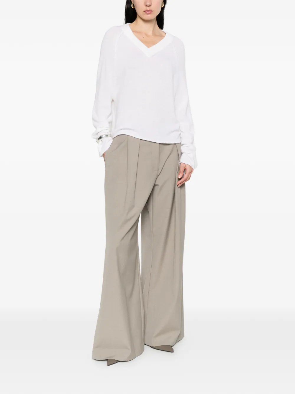  Allude Pull à Col V - Blanc 