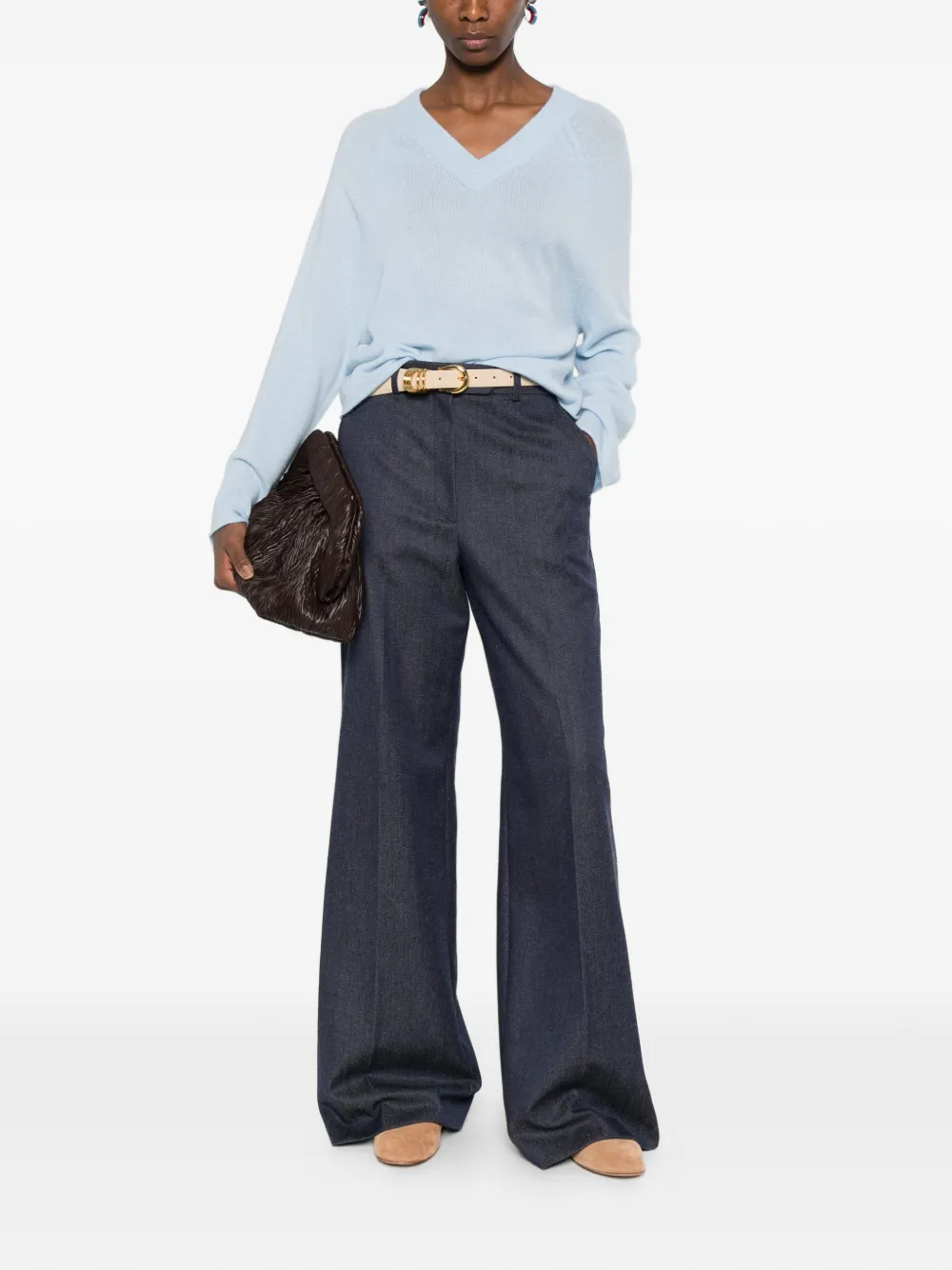  Allude Pull à Col V - Bleu 