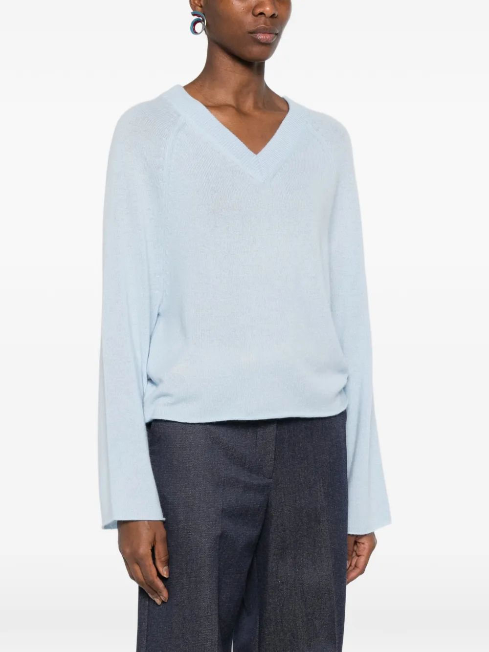  Allude Pull à Col V - Bleu 