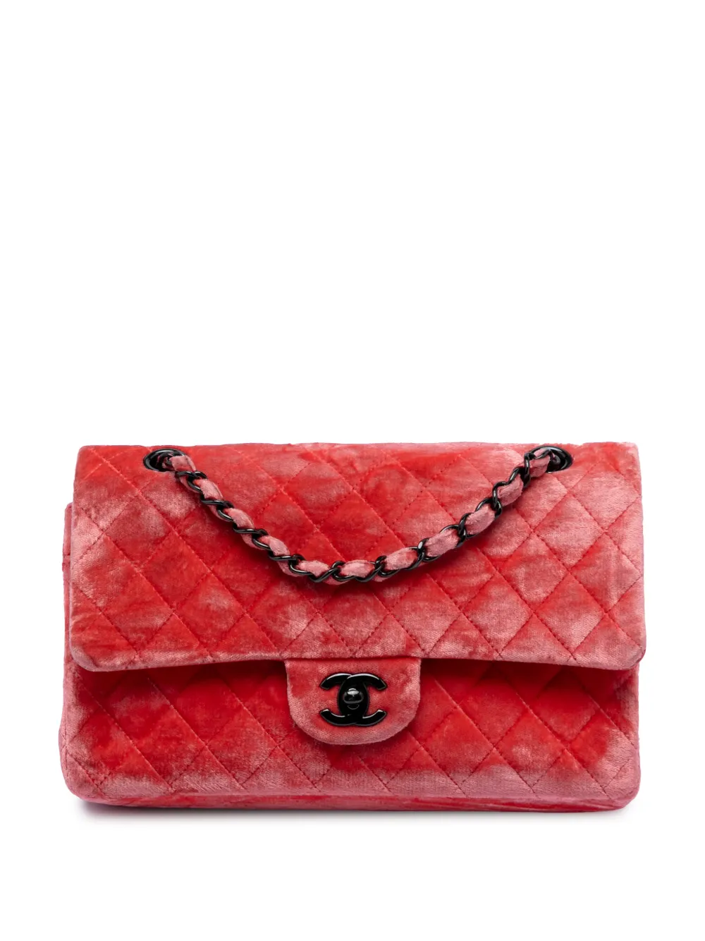 CHANEL Pre-Owned 2014-2015 Medium Classic Velvet Double Flap shoulder bag - Rosso
