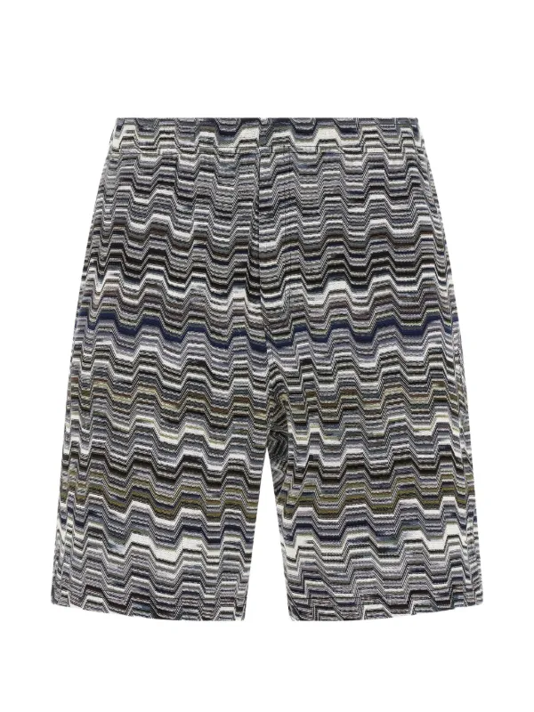 Missoni Zigzag Knitted Bermuda Shorts in White