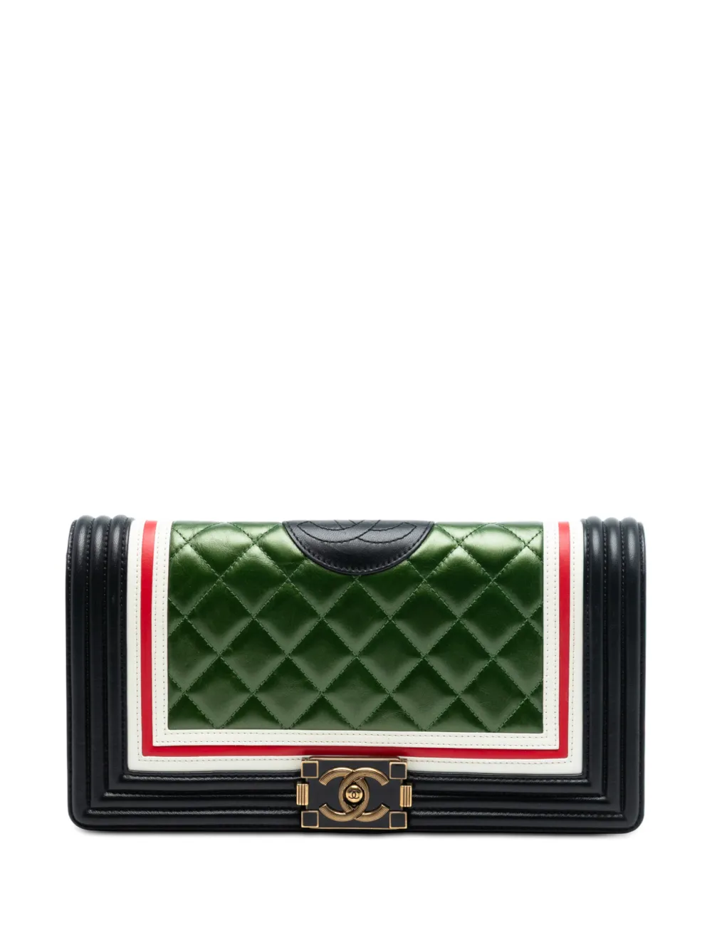 CHANEL Pre-Owned 2016-2017 Old Medium Multicolor Quilted Lambskin Crest Boy Flap crossbody bag - Nero