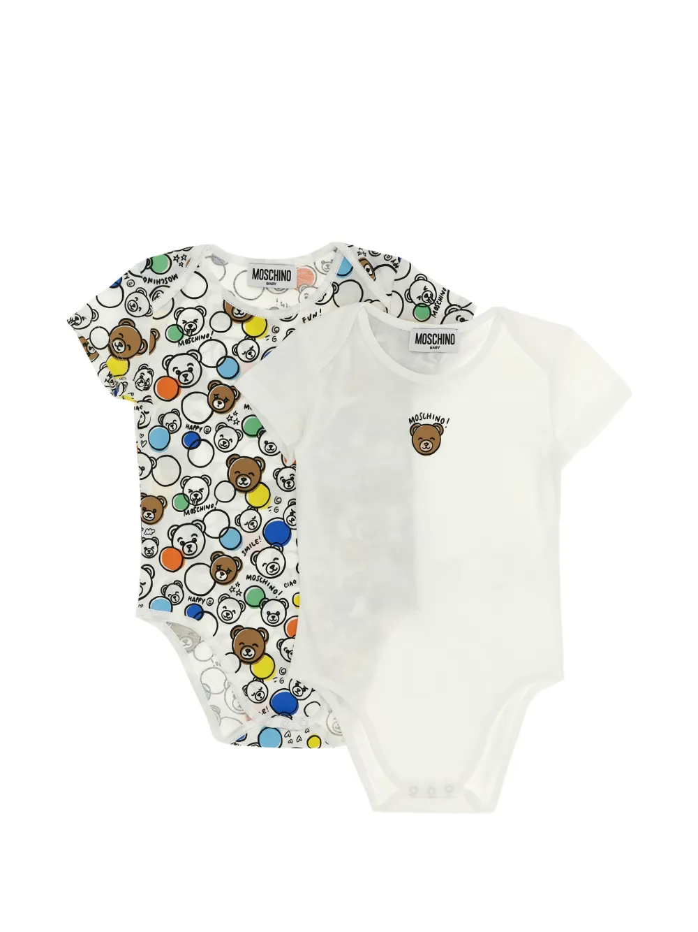 Moschino Kids bear-print bodysuit (set of two) - Bianco