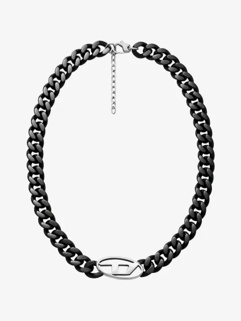 Diesel logo-charm chain necklace