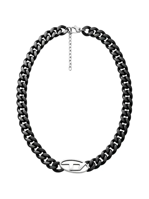 DIESEL ロゴ ネックレス チェーン ブラック Diesel ロゴチャーム ネックレス | ブラック | FARFETCH JP