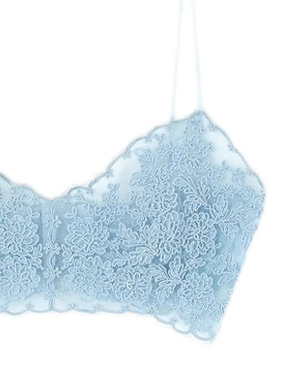  Ermanno Scervino Lace Scalloped Top - Blue 