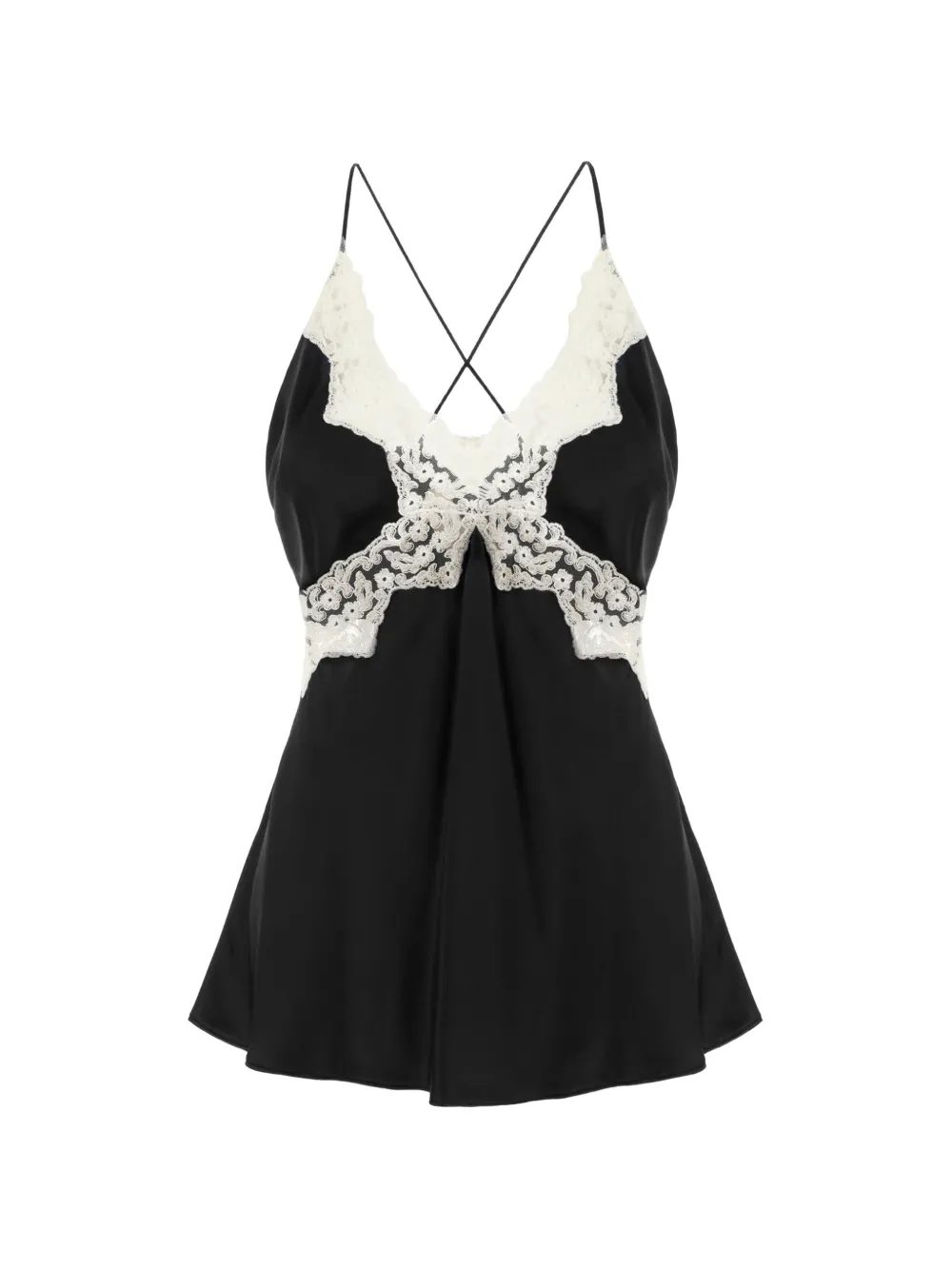 Alberta Ferretti lace-trim top - Nero