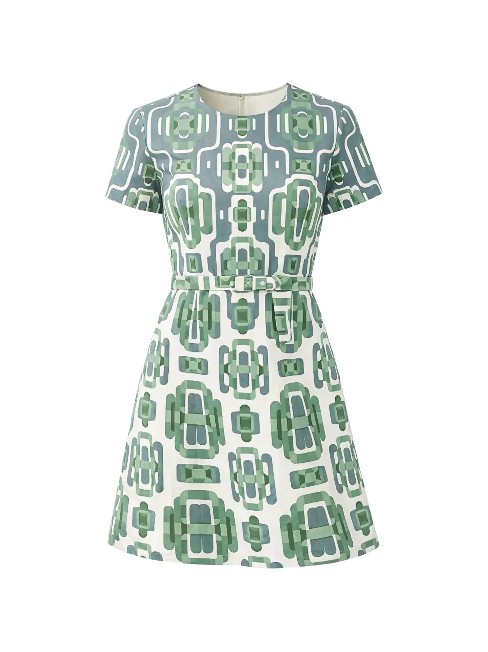 Alexis Silva geometric-print mini dress - Bianco